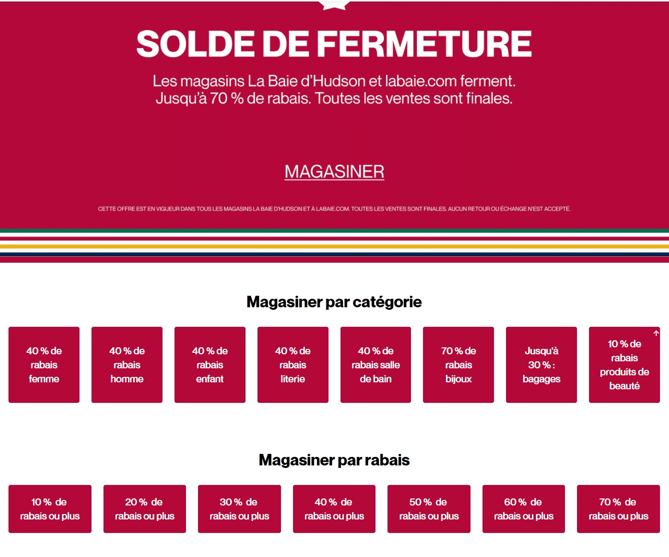 Circulaire La Baie Solde de Fermeture